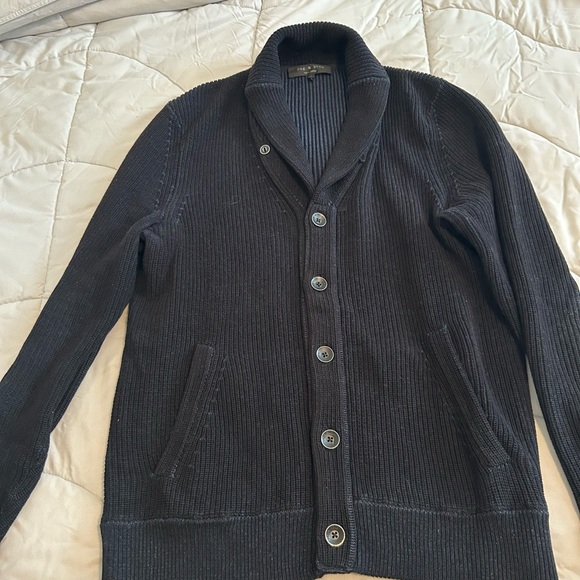 Rag and Bone Men’s Navy Blue Shawl Collar Cardigan Sweater